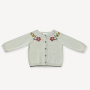 Floral Embroidered Baby Cardigan Sweater (Organic Cotton)