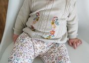 Floral Embroidered Cable Knit Baby Pullover (Organic)