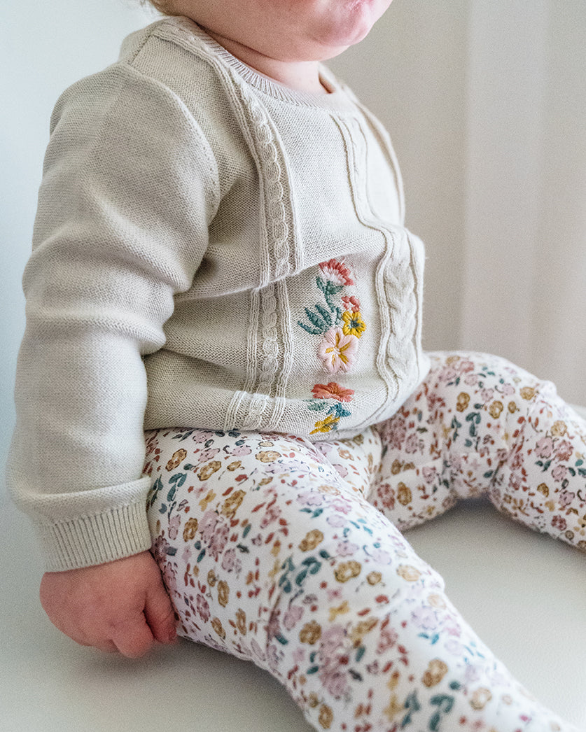 Floral Jersey Stretch Baby Legging Pants