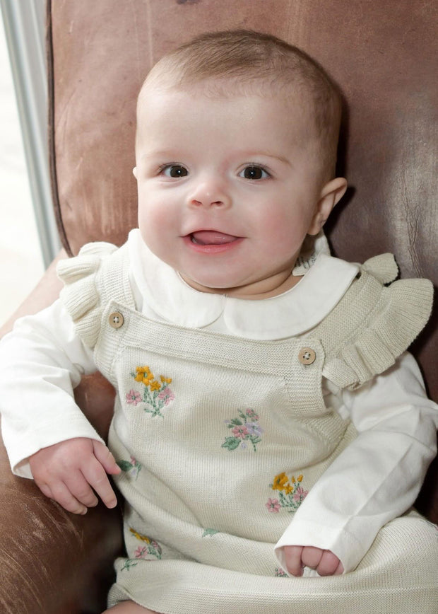 Floral Embroidered Tunic Baby Knit Dress Set (Organic)