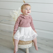 Ruffle Neck Sweater Knit Top & Tutu Baby Dress (Organic Cotton) 