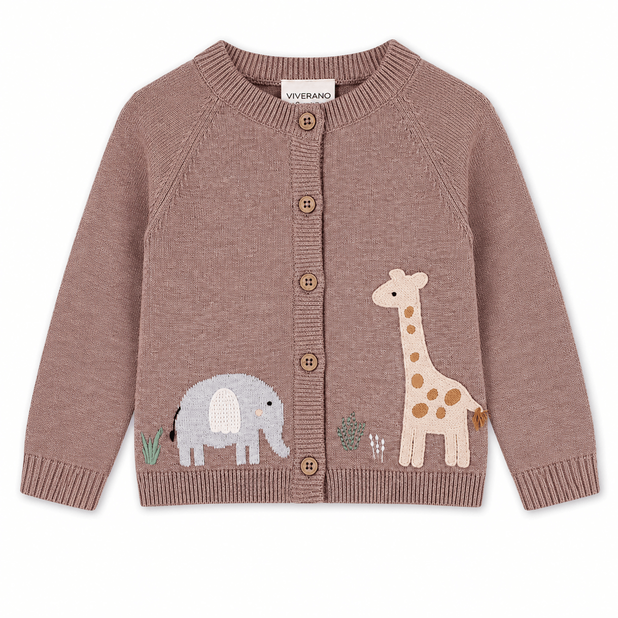 Giraffe Elephant Baby Cardigan Sweater (Organic)