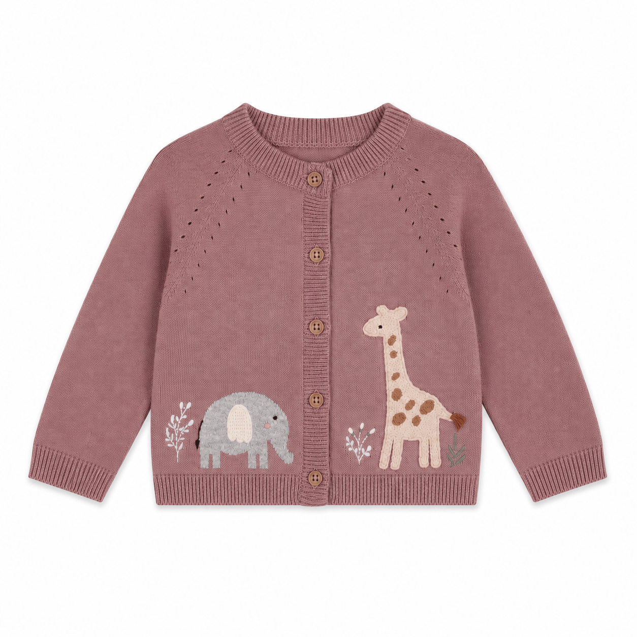 Giraffe Elephant Baby Cardigan Sweater (Organic)