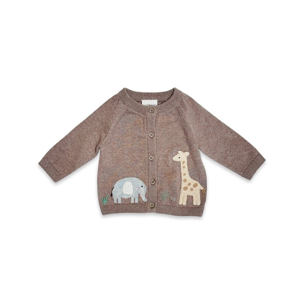 Elephant Giraffe Baby Cardigan Sweater (Organic) - 
