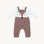 Fox Jacquard Knit Baby Overall Set (Organic Cotton)