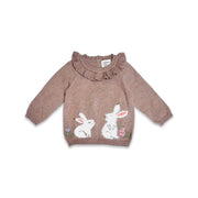 Furry Bunny Ruffle Collar Baby Pullover Sweater (Organic)