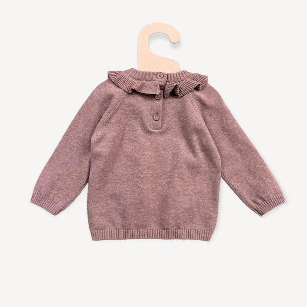 Furry Bunny Ruffle Collar Baby Pullover Sweater (Organic)