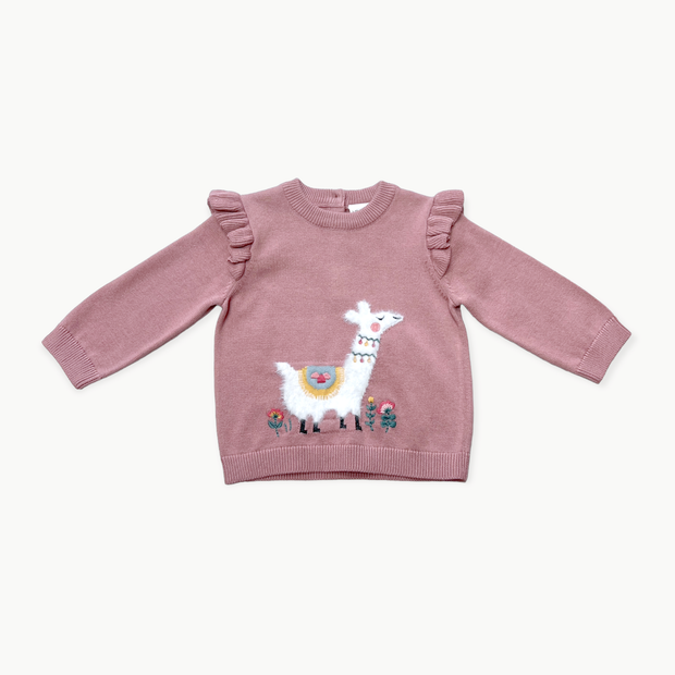 Llama Ruffle Baby Girl Pullover Sweater & Pants SET (Organic Cotton) –  Viverano