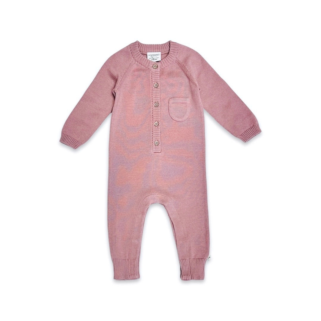 Classic Button & Pocket Sweater Knit Baby Jumpsuit (Organic)