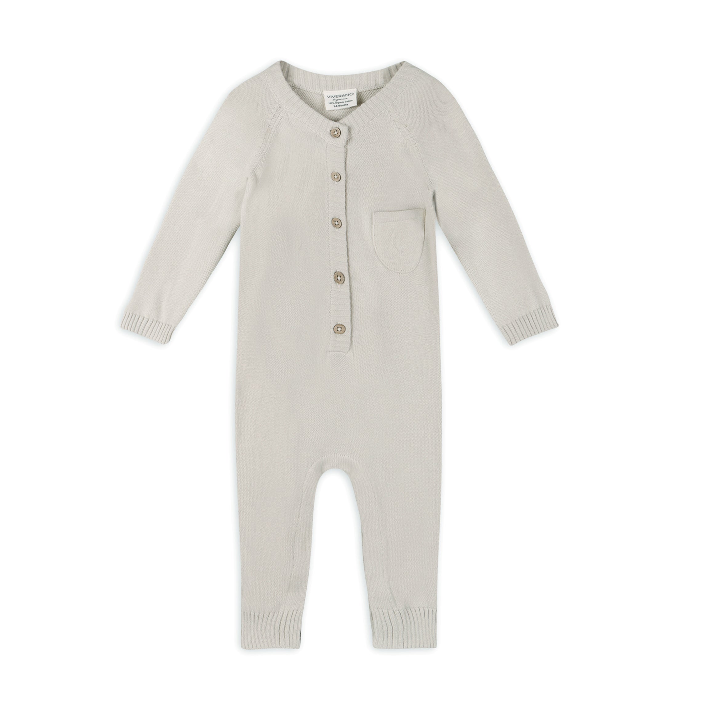 Classic Button & Pocket Sweater Knit Baby Jumpsuit Coverall (Organic)