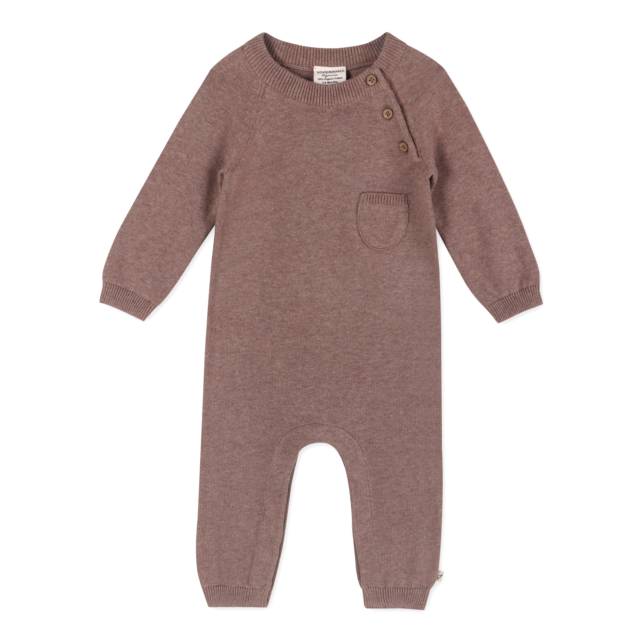 Side Button & Pocket Knit Baby Jumpsuit Coverall (Organic Cotton)
