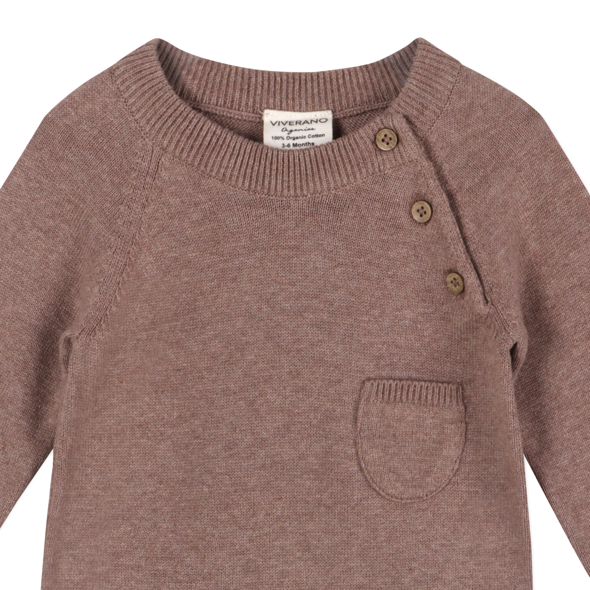 Side Button & Pocket Knit Baby Jumpsuit Coverall (Organic Cotton)