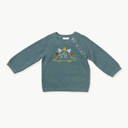 Dino Embroidered Baby Button Pullover Sweater Knit (Organic)