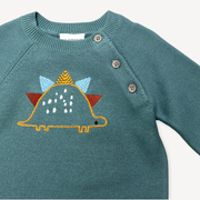 Dino Embroidered Baby Button Pullover Sweater Knit (Organic)