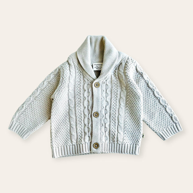 Shawl Collar Cable Knit Baby Cardigan Sweater (Organic) 