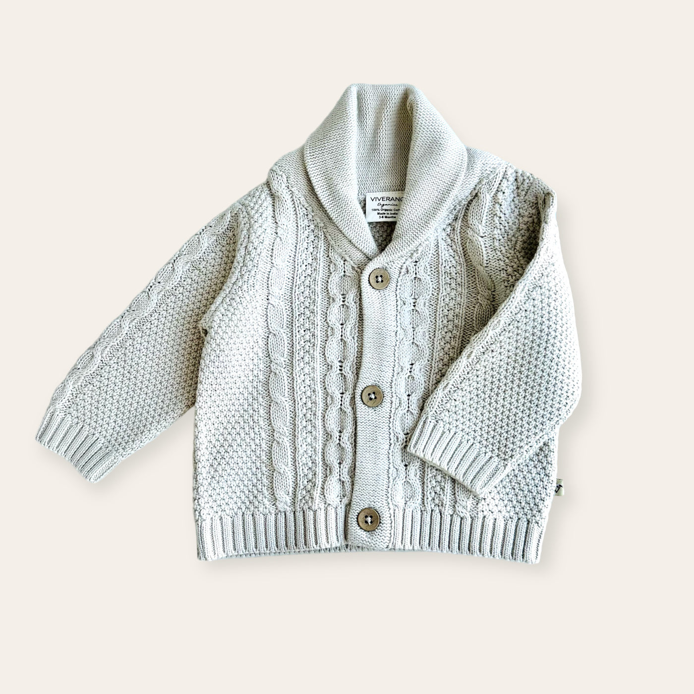 cotton cable knit shawl collar cardigan sweater