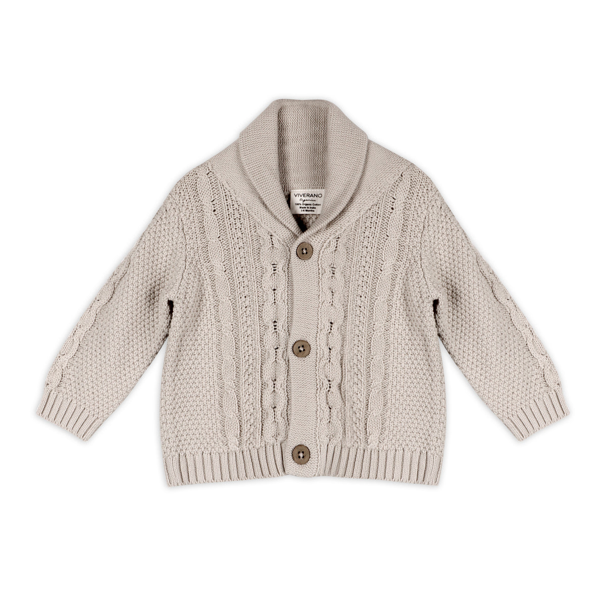 Babyhug Cotton Knit Full Sleeves Sweater Set Cable Knit Design- Grey