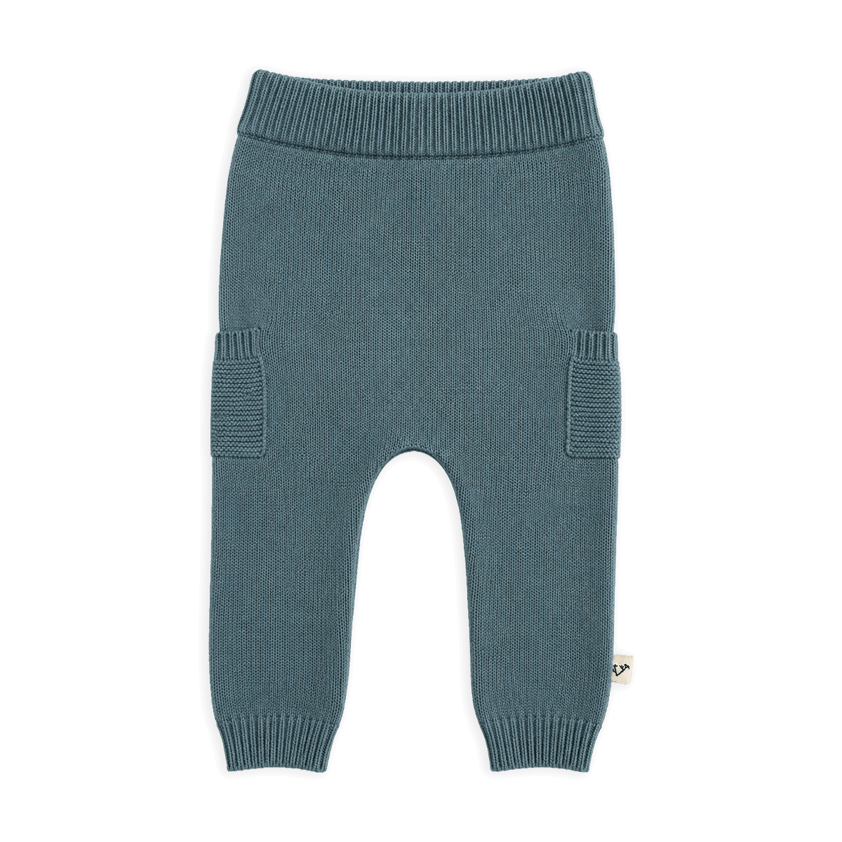 Organic Baby Side Pocket Sweater Knit Pants, Teal Blue