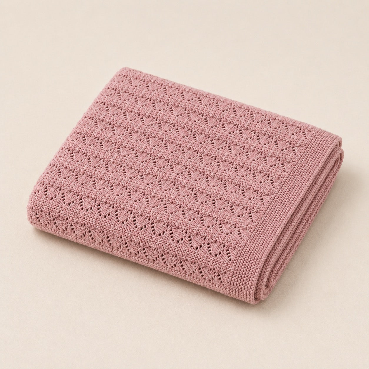 Folded Organic Cotton Pointelle Sweater Knit Baby Blanket