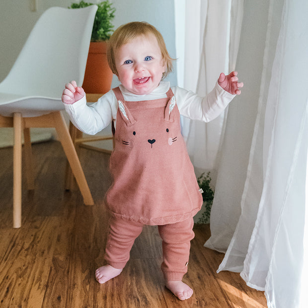 Cute Bunny Baby Girl Tunic Knit Dress Set (Organic)