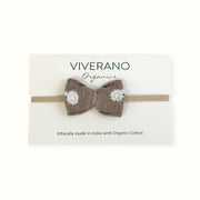 Embroidered Knit Bow Baby Headband (Organic Cotton)