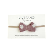 Embroidered Knit Bow Baby Headband (Organic Cotton)