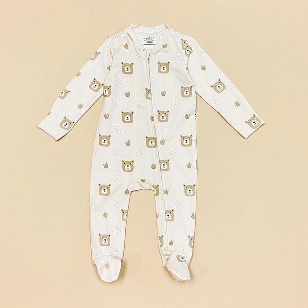 Bear Zipper Footie Baby Coverall (Organic Jersey) by Viverano