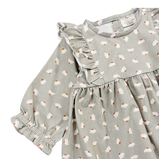 Floral Ruffle Baby Dress + Bloomer SET (Organic Cotton) by Viverano