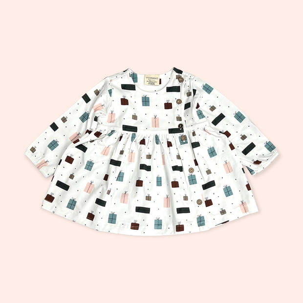 Presents Side Button Baby Dress + Bloomer (Organic Jersey) by Viverano