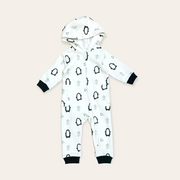 Penguin Fleece Zipper Hooded Baby Jumpsuit (Organic Cotton)