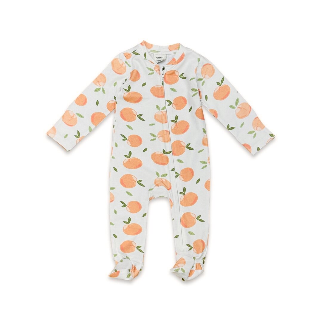 Peaches Zipper Footie Baby Jumpsuit (Organic Jersey)