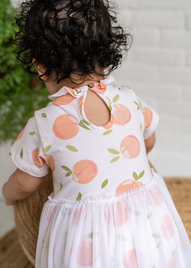 Peaches Ruffle Collar Tutu Baby Dress+Bloomer (Organic Jersey)