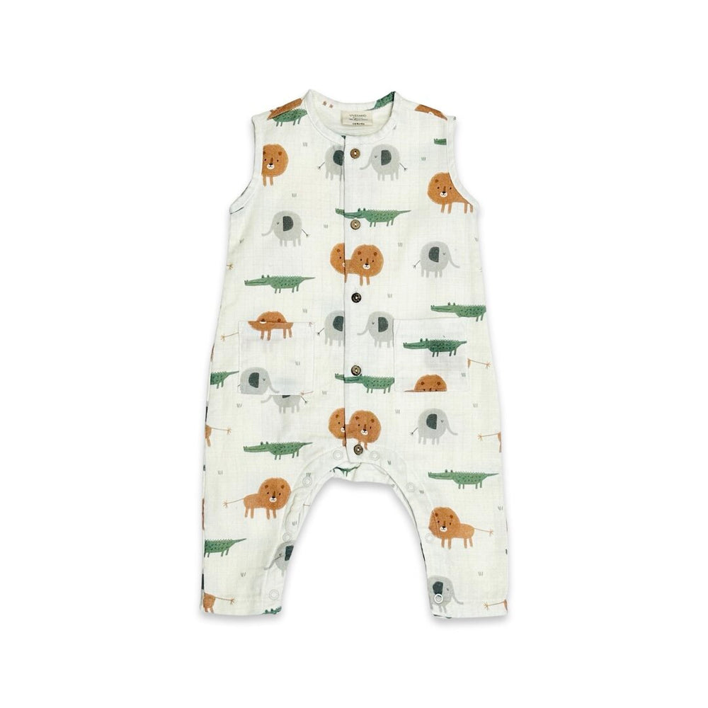 Viverano Organics Savannah Animals Baby Zippered Footie Jumpsuit main image 1
