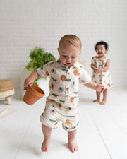 Savannah Collar & Button Baby Playsuit Romper (Organic Muslin)
