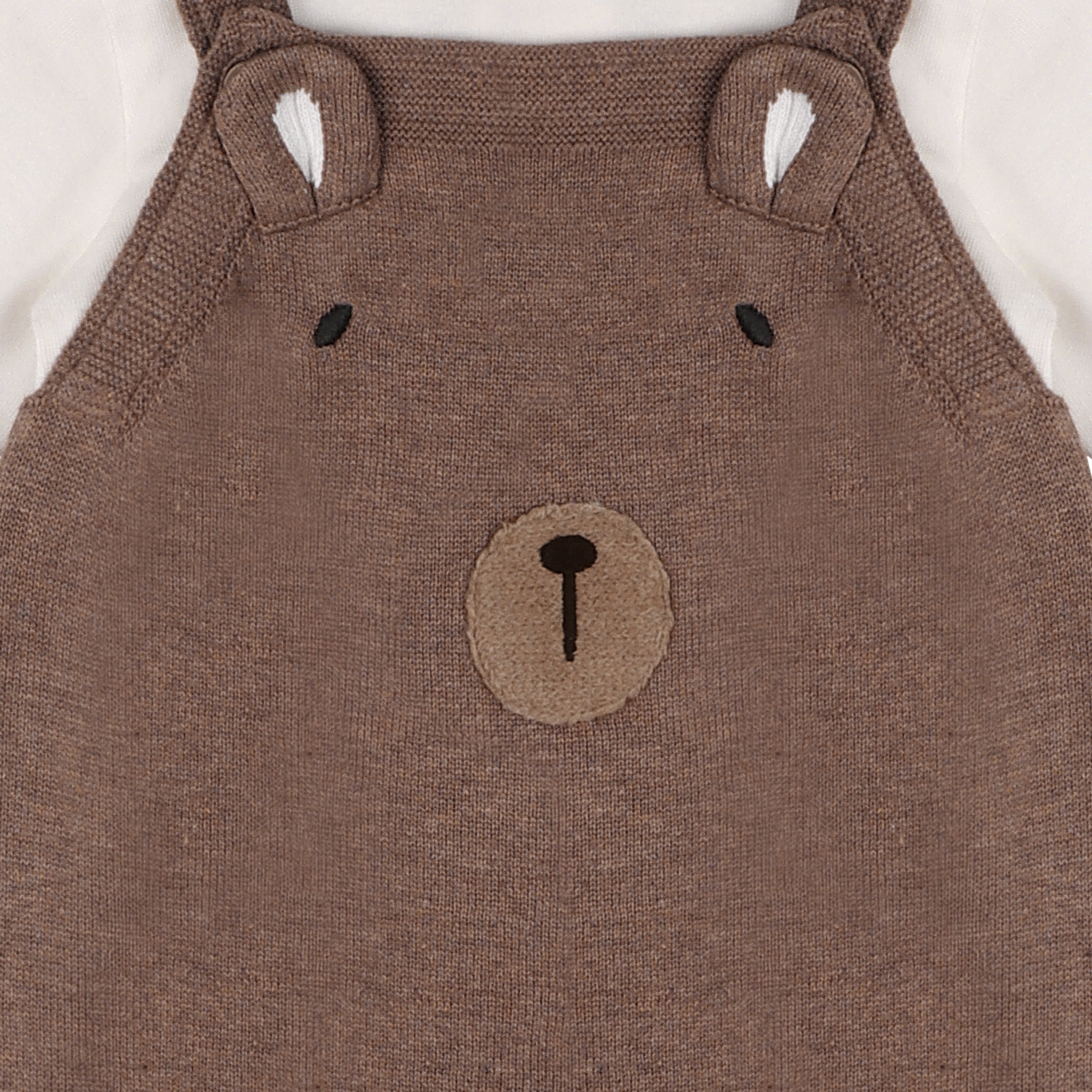 Conjunto de mono y body de punto para bebé con suéter bordado de oso (algodón orgánico)