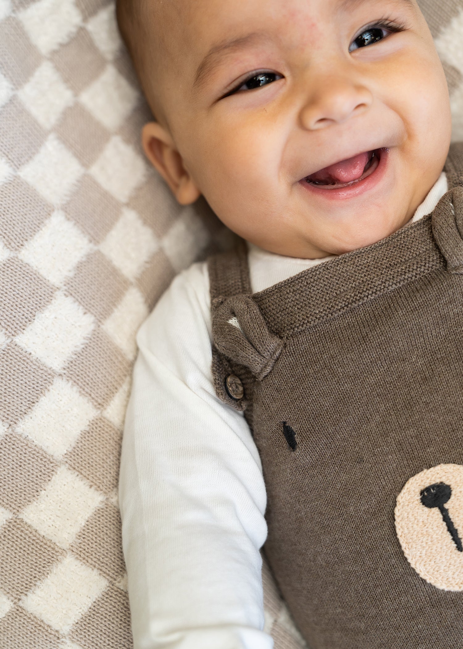 Bear Embroidered Sweater Knit Baby Overall & Bodysuit Set (Organic Cotton)