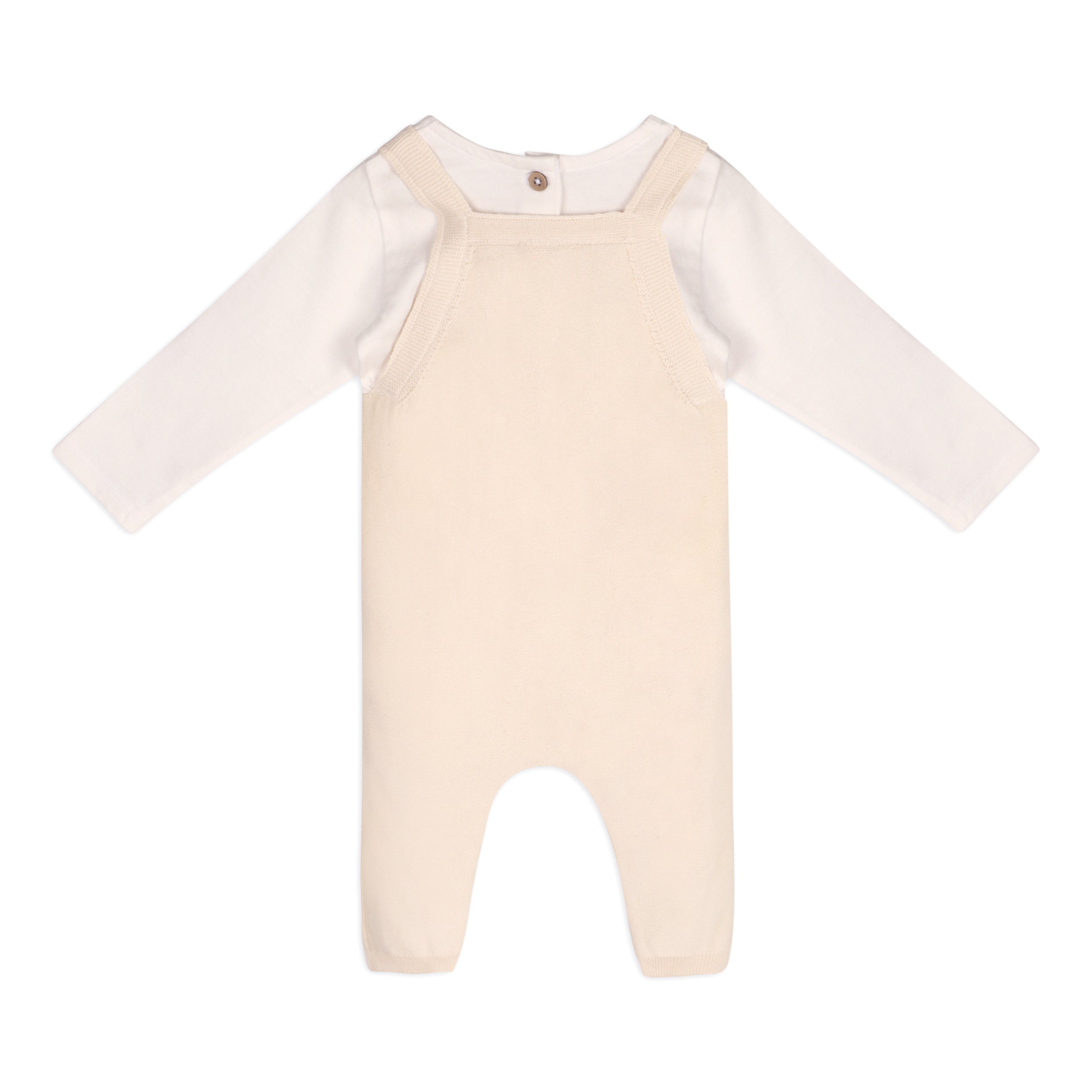 Mini Flowers Embroidered Cable Knit Baby Overall & Bodysuit Set (Organic Cotton)