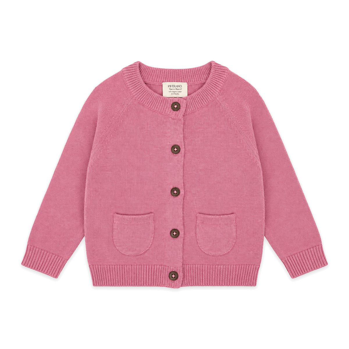 Milan Heather Knit Button Baby Cardigan Organic Cotton - Rose Heather