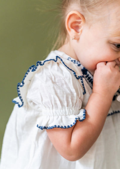 Lace Collar Velvet Baby Girl Dress & Bloomer Set (Organic) main image 1