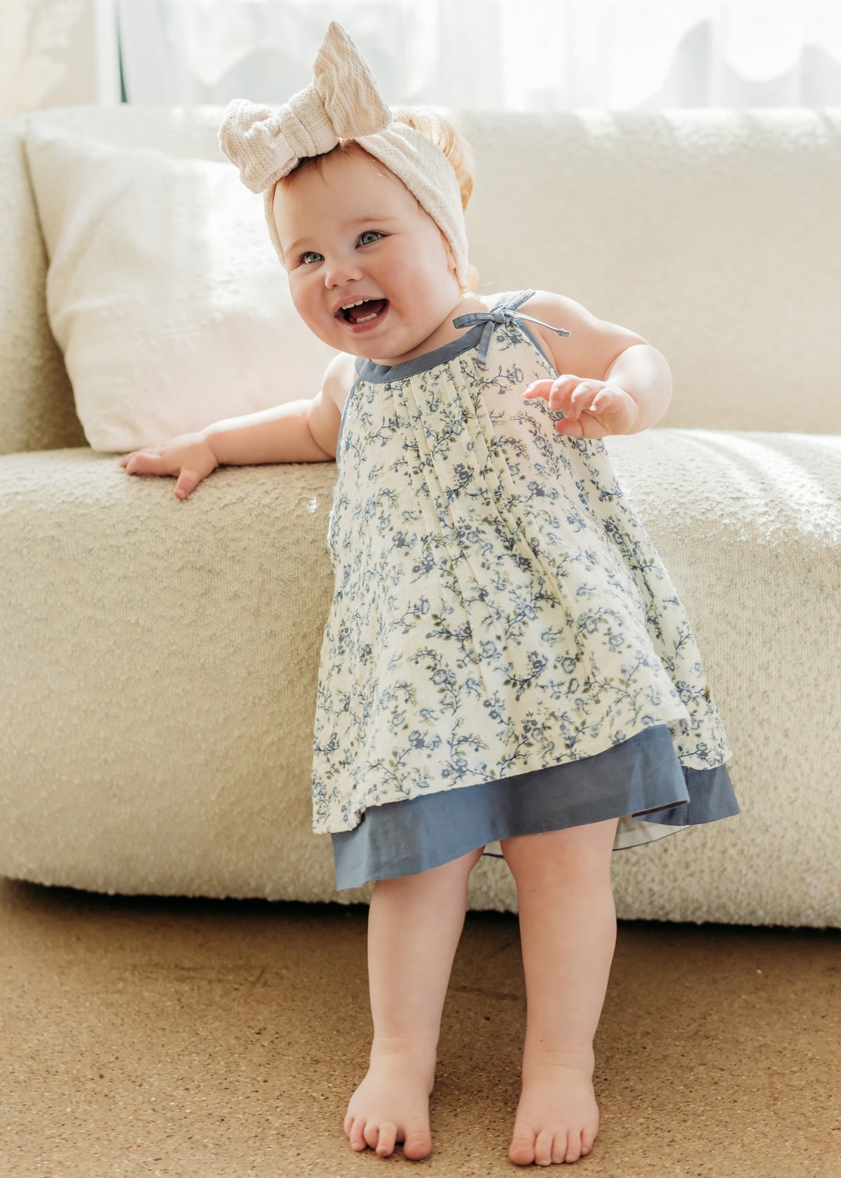 Lyla Floral Muslin Baby Dress +Bloomer (organic Cotton), Navy Ditsy Floral / 0-3M Lyla Floral Muslin Baby Dress +Bloomer (organic Cotton), Navy Ditsy Floral / 0-3M