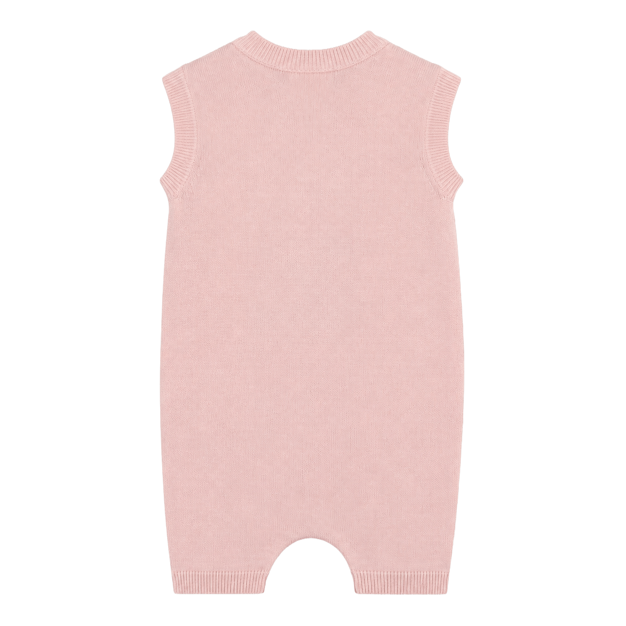 back ofIce Cream Embroidered Knit Sleeveless Baby Romper  made from organic cotton