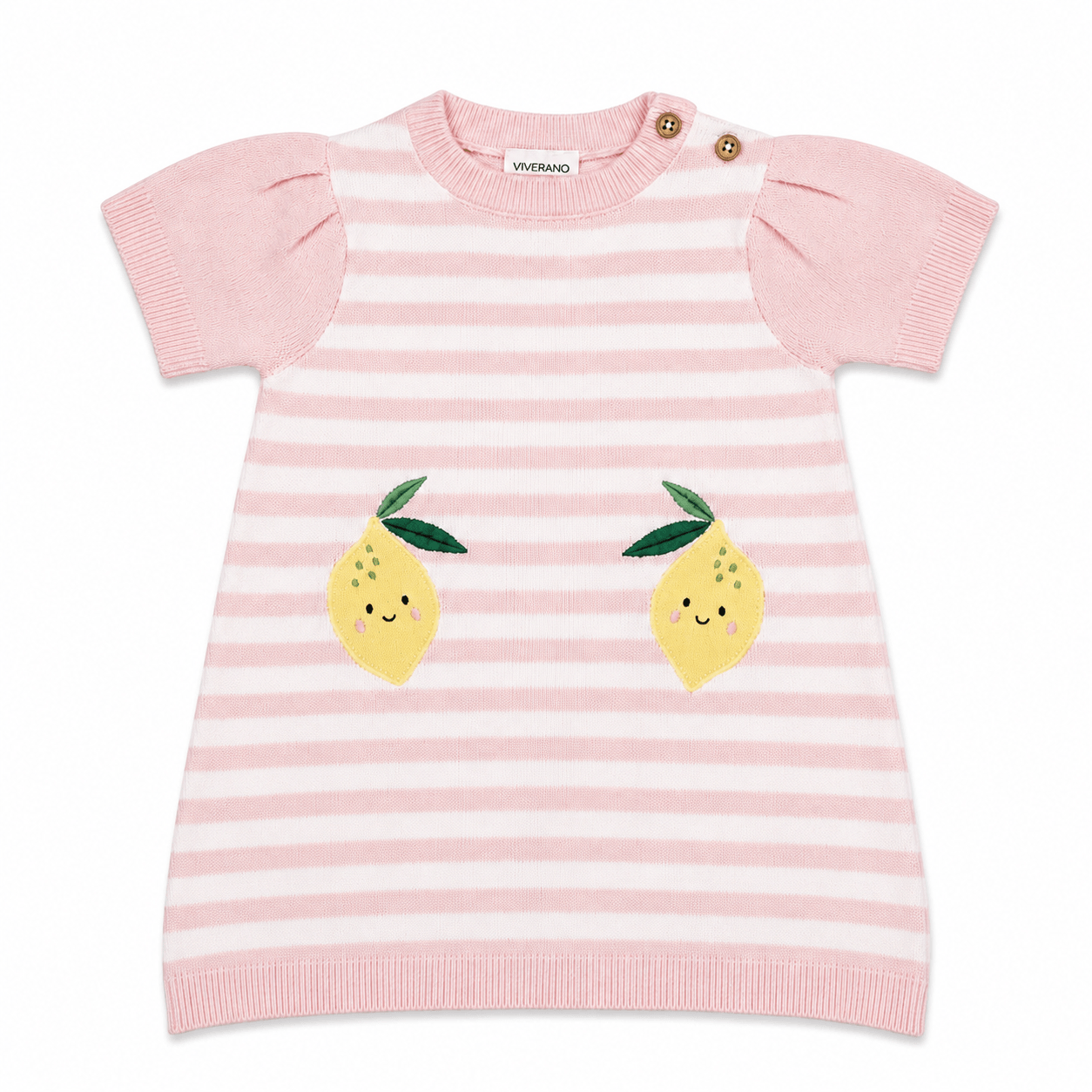 Happy Lemons Applique Short Sleeve Baby Knit Dress made from organic cotton