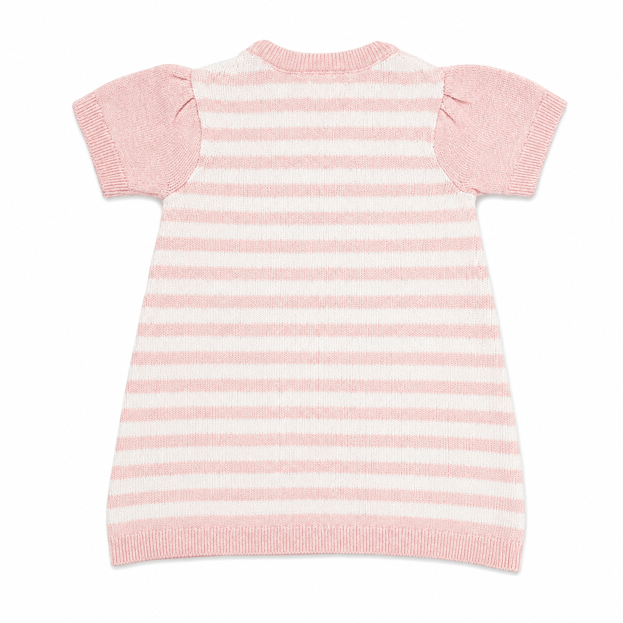 basck of Happy Lemons Applique Short Sleeve Baby Knit Dress made from organic cotton