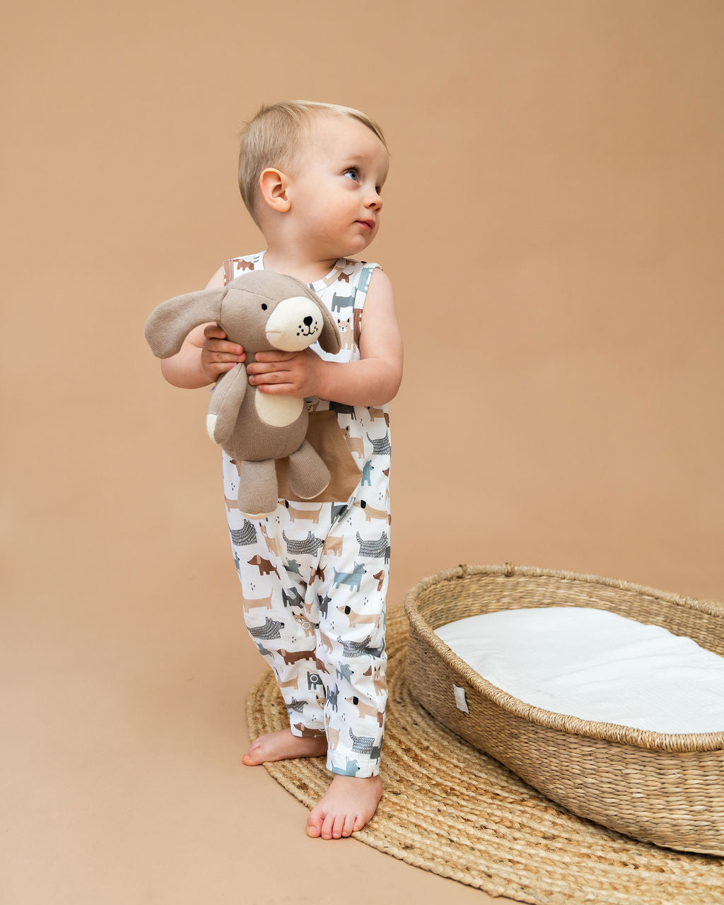 Dog Kangaroo Pocket Sleeveless Baby Jumpsuit (Organic Jersey)