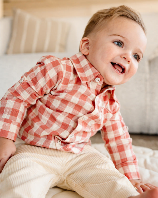 Arden Gingham Baby Shirt & Cord Pant (Organic Cotton)