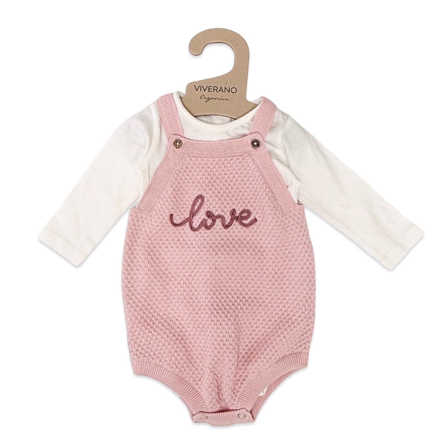 Love Embroidered Sweater Knit Baby Romper & Bodysuit Set (Organic Cotton)