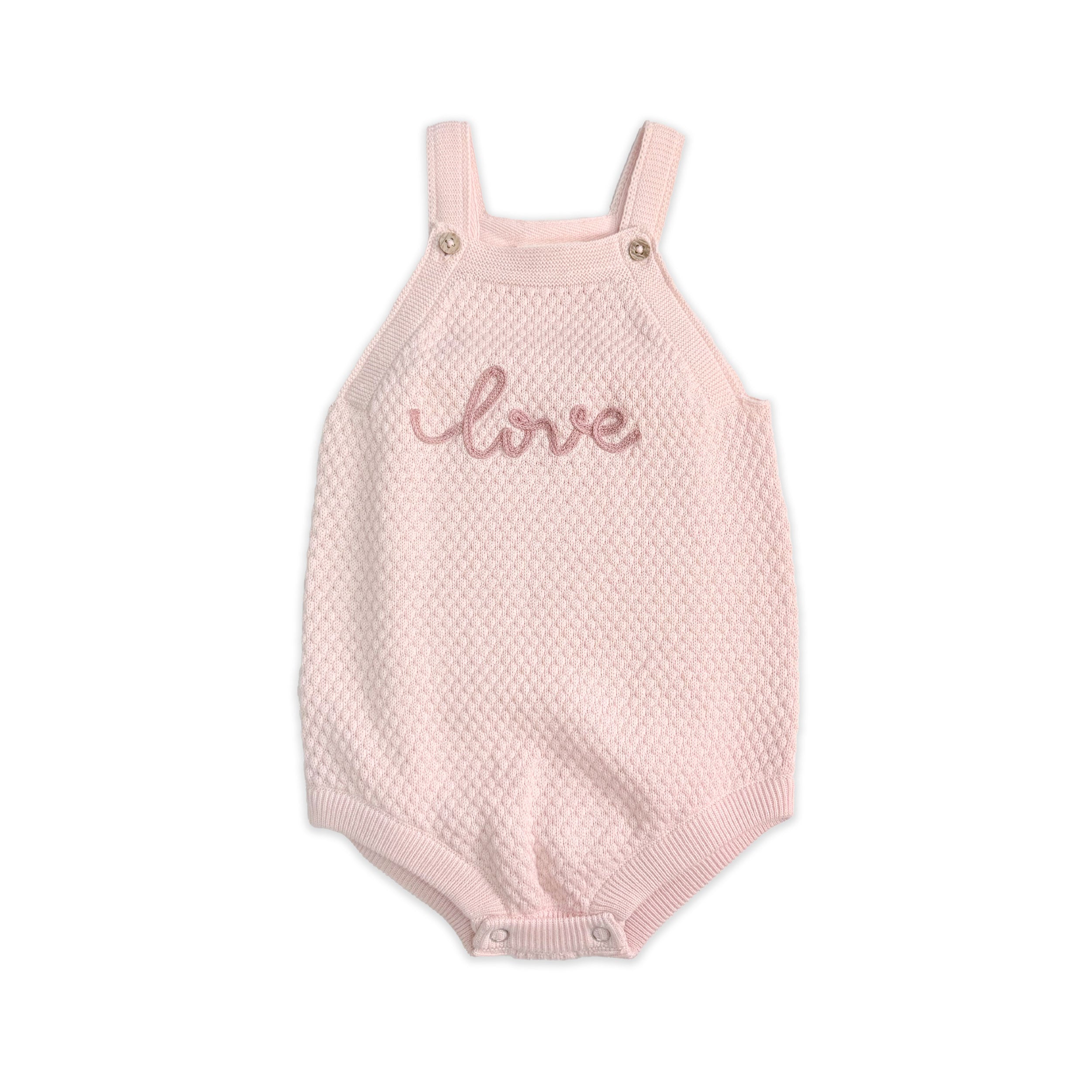 Love Embroidered Sweater Knit Baby Romper & Bodysuit Set (Organic Cotton) - Front