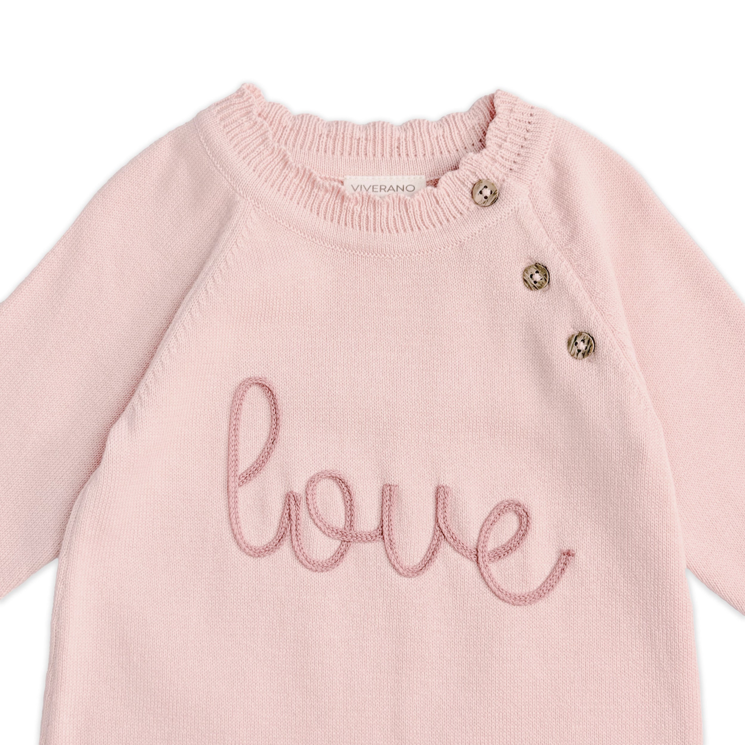 Love Embroidered Sweater Knit Baby Jumpsuit (Organic Cotton)