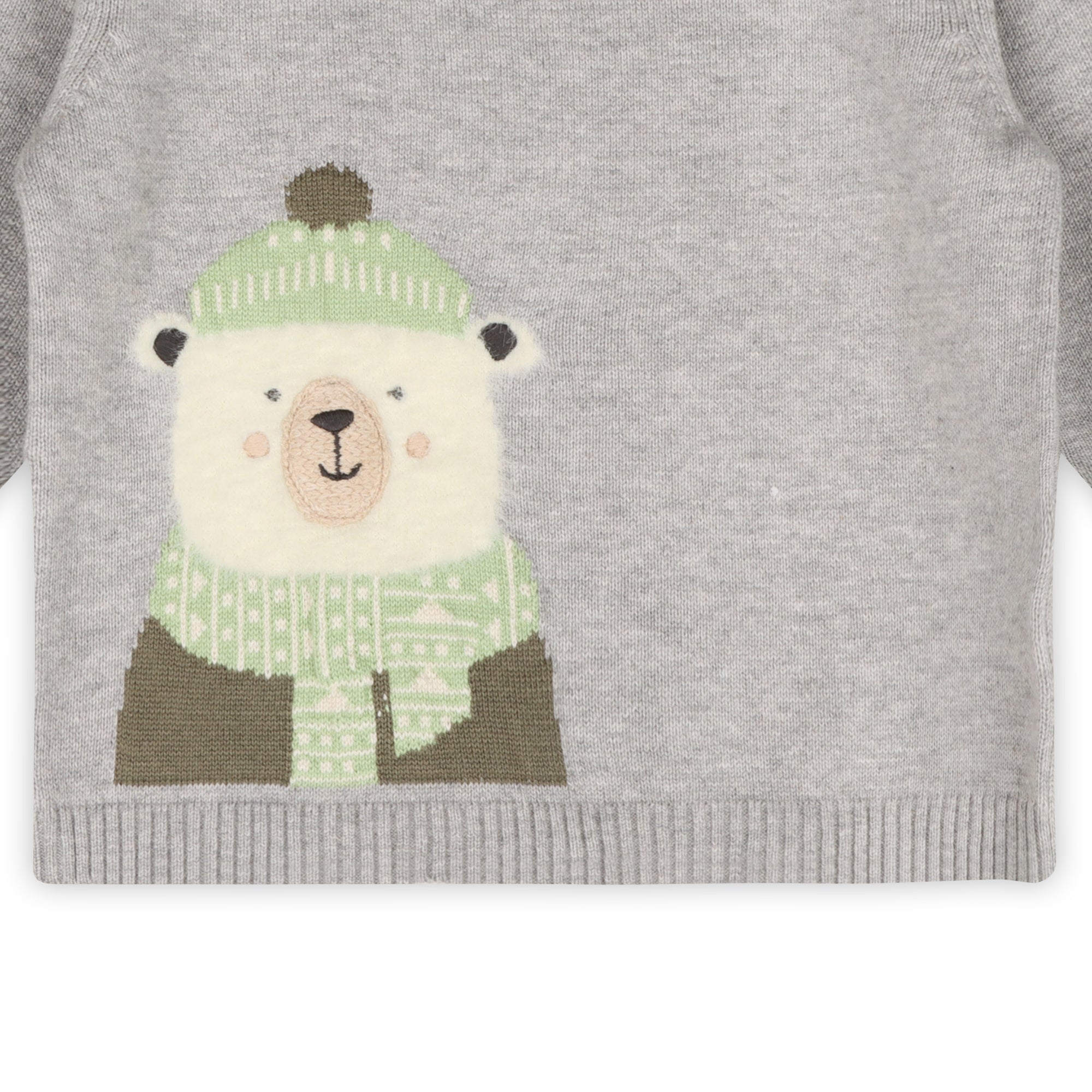 Happy Polar Bear Jacquard Knit Baby Sweater Pullover (Organic Cotton)