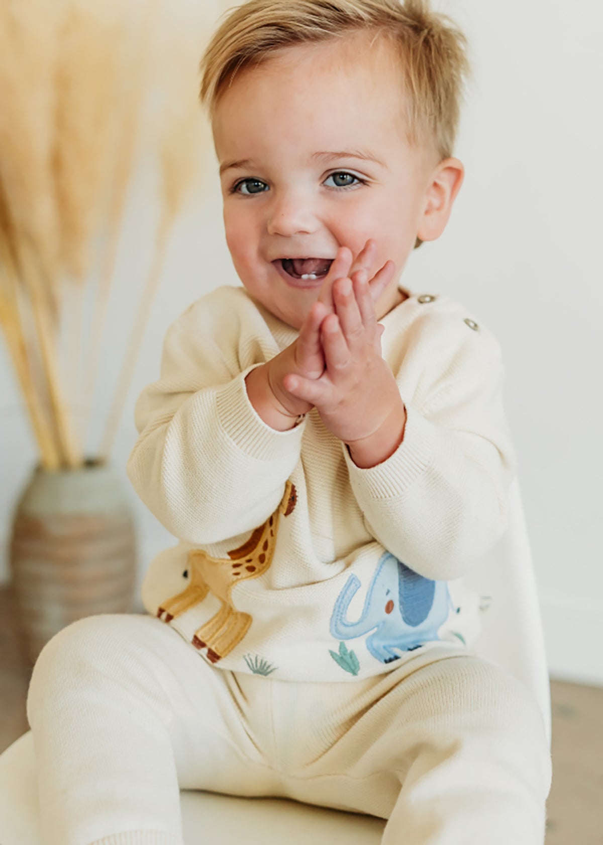 Safari Applique Sweater Knit Baby Pullover (Organic Cotton)